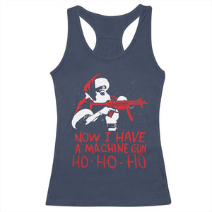 Now I Have A Machine Gun Racerback Tank Top Funny Retro Christmas 90s Movie Santa Gun Lovers TS10 Navy Print Your Wear