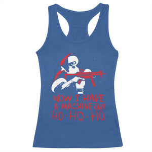 Now I Have A Machine Gun Racerback Tank Top Funny Retro Christmas 90s Movie Santa Gun Lovers TS10 Royal Blue Print Your Wear