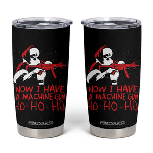 Now I Have A Machine Gun Tumbler Cup Funny Retro Christmas 90s Movie Santa Gun Lovers TS10 Black Print Your Wear