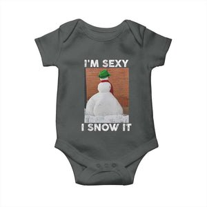 Sarcastic Snowman Baby Onesie Funny Christmas I'm Sexy and I Snow It TS10 Dark Heather Print Your Wear