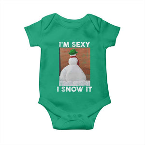 Sarcastic Snowman Baby Onesie Funny Christmas I'm Sexy and I Snow It TS10 Irish Green Print Your Wear