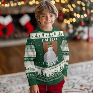 Sarcastic Snowman Ugly Christmas Sweater Funny Xmas I'm Sexy and I Snow It TS10 Forest Green Beige Print Your Wear
