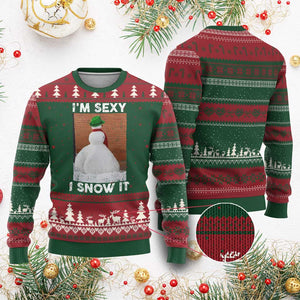 Sarcastic Snowman Ugly Christmas Sweater Funny Xmas I'm Sexy and I Snow It TS10 Red Green Print Your Wear