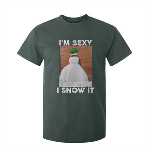 Sarcastic Snowman T Shirt For Kid Funny Christmas I'm Sexy and I Snow It TS10 Dark Forest Green Print Your Wear