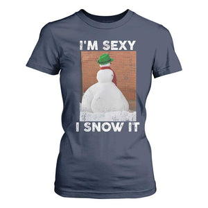 Sarcastic Snowman T Shirt For Women Funny Christmas I'm Sexy and I Snow It TS10 Navy Print Your Wear