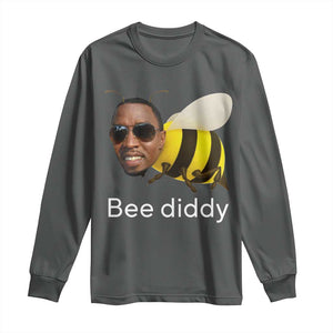 Bee Diddy Long Sleeve Shirt Funny Weirdcore Dark Humor Internet Memes Gen-Z TS10 Dark Heather Print Your Wear
