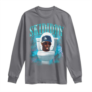 Funny Diddy Long Sleeve Shirt Diddy Skibidi Toilet Bootleg Meme TS10 Charcoal Print Your Wear
