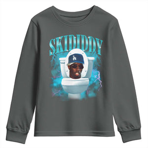 Funny Diddy Youth Sweatshirt Diddy Skibidi Toilet Bootleg Meme TS10 Dark Heather Print Your Wear