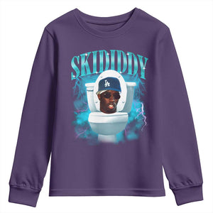 Funny Diddy Youth Sweatshirt Diddy Skibidi Toilet Bootleg Meme TS10 Purple Print Your Wear
