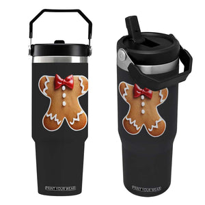 Gingerbread Man Flip Straw Tumbler Christmas Cookie Costume TS10 One Size: 30 oz Black Print Your Wear