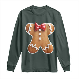 Gingerbread Man Long Sleeve Shirt Christmas Cookie Costume TS10 Dark Forest Green Print Your Wear