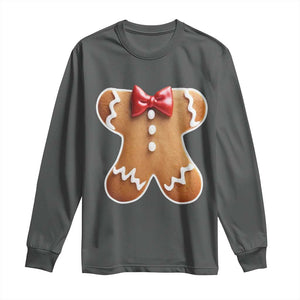 Gingerbread Man Long Sleeve Shirt Christmas Cookie Costume TS10 Dark Heather Print Your Wear