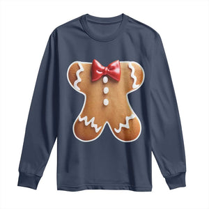 Gingerbread Man Long Sleeve Shirt Christmas Cookie Costume TS10 Navy Print Your Wear