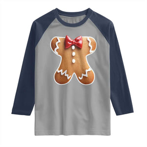 Gingerbread Man Raglan Shirt Christmas Cookie Costume TS10 Sport Gray Navy Print Your Wear