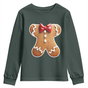 Gingerbread Man Youth Sweatshirt Christmas Cookie Costume TS10 Dark Forest Green Print Your Wear
