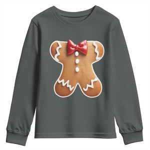 Gingerbread Man Youth Sweatshirt Christmas Cookie Costume TS10 Dark Heather Print Your Wear