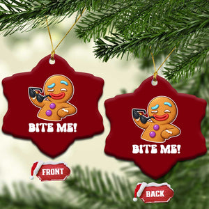 Funny Xmas Gingerbread Man Ceramic Ornament Funny Sexy Cookie Bite Me TS10 Print Your Wear