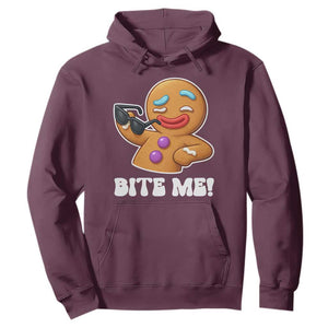 Funny Xmas Gingerbread Man Hoodie Funny Sexy Cookie Bite Me TS10 Maroon Print Your Wear
