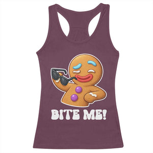 Funny Xmas Gingerbread Man Racerback Tank Top Funny Sexy Cookie Bite Me TS10 Maroon Print Your Wear