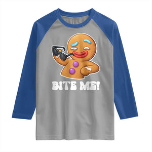 Funny Xmas Gingerbread Man Raglan Shirt Funny Sexy Cookie Bite Me TS10 Sport Gray Royal Print Your Wear