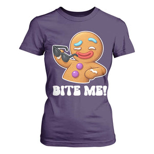Funny Xmas Gingerbread Man T Shirt For Women Funny Sexy Cookie Bite Me TS10 Purple Print Your Wear