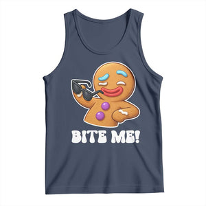 Funny Xmas Gingerbread Man Tank Top Funny Sexy Cookie Bite Me TS10 Navy Print Your Wear
