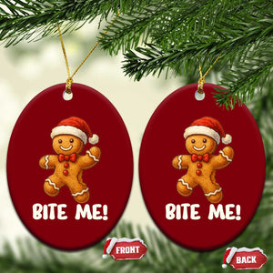 Funny Xmas Gingerbread Man Ceramic Ornament Cookie Bite Me TS10 Print Your Wear