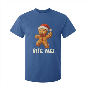 Funny Xmas Gingerbread Man T Shirt For Kid Cookie Bite Me TS10 Royal Blue Print Your Wear