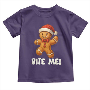 Funny Xmas Gingerbread Man Toddler T Shirt Cookie Bite Me TS10 Purple Print Your Wear