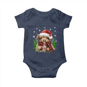Christmas Cow Baby Onesie Funny Highland Cow Western Farmer Gift TS10 Navy Print Your Wear