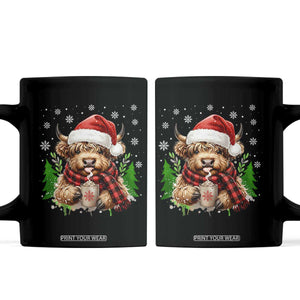 Christmas Cow Coffee Mug Funny Highland Cow Western Farmer Gift TS10 Black Print Your Wear
