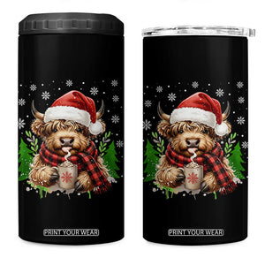 Christmas Cow 4 in 1 Can Cooler Tumbler Funny Highland Cow Western Farmer Gift TS10 One Size: 16 oz Black Print Your Wear