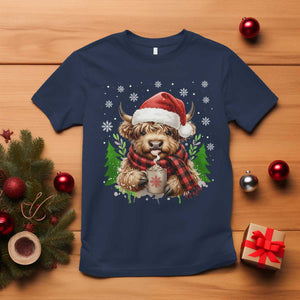 Christmas Cow T Shirt Funny Highland Cow Western Farmer Gift TS10 Navy Print Your Wear