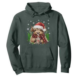 Christmas Cow Hoodie Funny Highland Cow Western Farmer Gift TS10 Dark Forest Green Print Your Wear