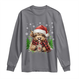 Christmas Cow Long Sleeve Shirt Funny Highland Cow Western Farmer Gift TS10 Charcoal Print Your Wear