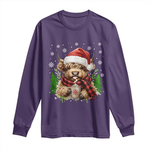 Christmas Cow Long Sleeve Shirt Funny Highland Cow Western Farmer Gift TS10 Purple Print Your Wear