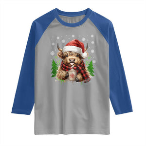 Christmas Cow Raglan Shirt Funny Highland Cow Western Farmer Gift TS10 Sport Gray Royal Print Your Wear