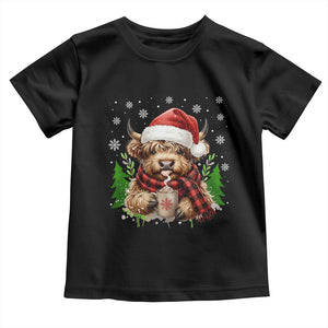Christmas Cow Toddler T Shirt Funny Highland Cow Western Farmer Gift TS10 Black Print Your Wear