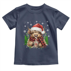 Christmas Cow Toddler T Shirt Funny Highland Cow Western Farmer Gift TS10 Navy Print Your Wear