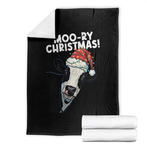 Christmas Cow Throw Blanket Funny Moo Ry Christmas Farmer Gift TS10 Black Print Your Wear