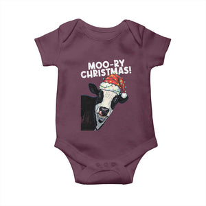 Christmas Cow Baby Onesie Funny Moo Ry Christmas Farmer Gift TS10 Maroon Print Your Wear