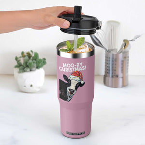 Christmas Cow Flip Straw Tumbler Funny Moo Ry Christmas Farmer Gift TS10 One Size: 30 oz Light Pink Print Your Wear