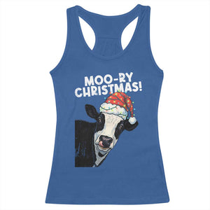 Christmas Cow Racerback Tank Top Funny Moo Ry Christmas Farmer Gift TS10 Royal Blue Print Your Wear