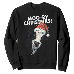 Christmas Cow Sweatshirt Funny Moo Ry Christmas Farmer Gift TS10 Black Print Your Wear