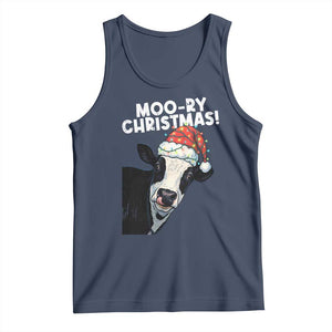 Christmas Cow Tank Top Funny Moo Ry Christmas Farmer Gift TS10 Navy Print Your Wear