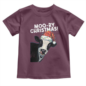 Christmas Cow Toddler T Shirt Funny Moo Ry Christmas Farmer Gift TS10 Maroon Print Your Wear