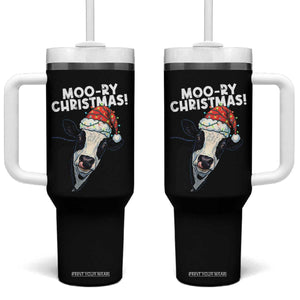 Christmas Cow Tumbler With Handle Funny Moo Ry Christmas Farmer Gift TS10 One Size: 40 oz Black Print Your Wear