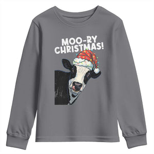 Christmas Cow Youth Sweatshirt Funny Moo Ry Christmas Farmer Gift TS10 Charcoal Print Your Wear
