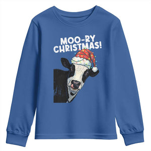 Christmas Cow Youth Sweatshirt Funny Moo Ry Christmas Farmer Gift TS10 Royal Blue Print Your Wear