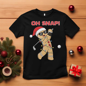 Oh Snap Gingerbreadman Golfer T Shirt Funny Golf Christmas Golfing Pajamas TS10 Black Print Your Wear